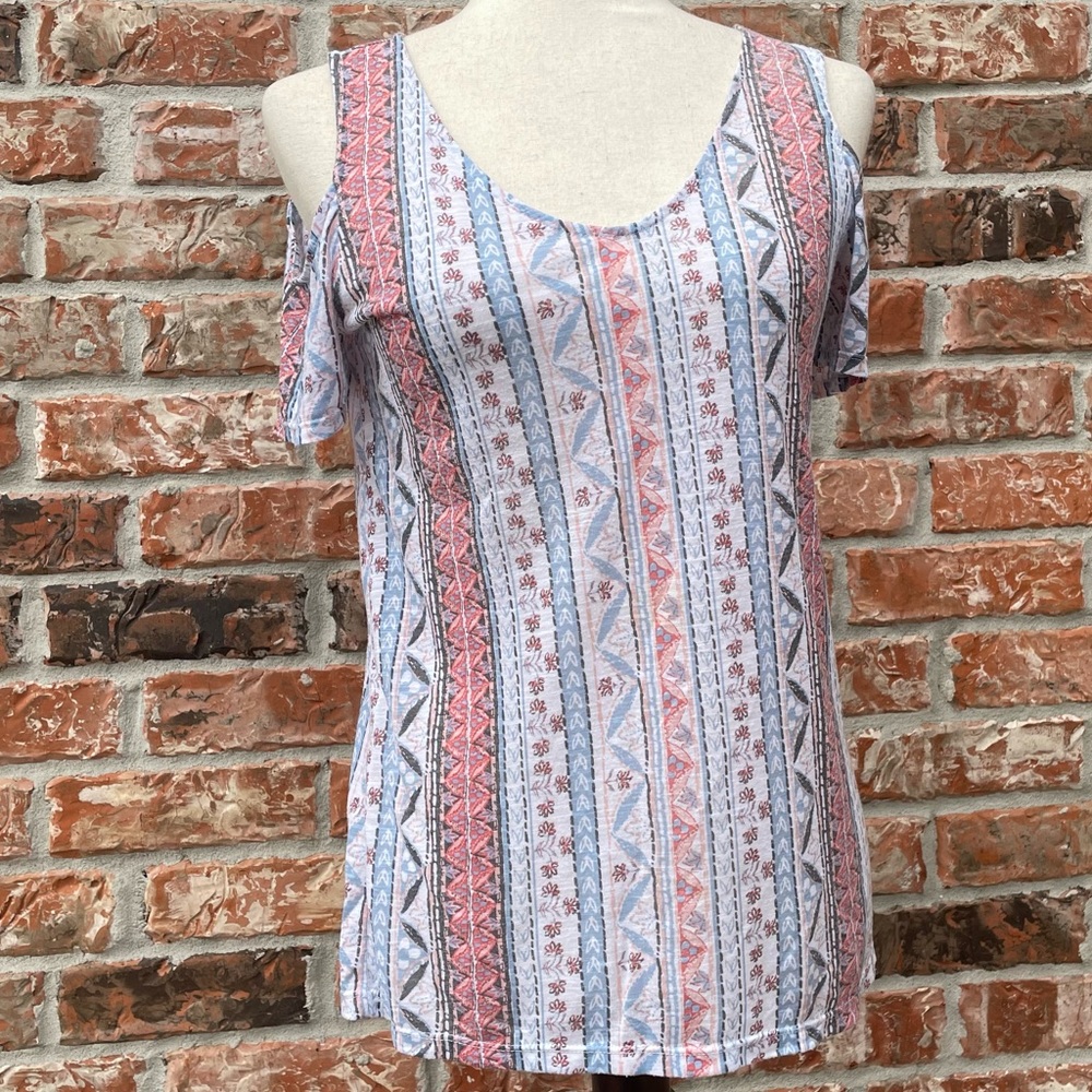 Tribal Jeans floral printed, striped, pastel top / XS / Excellent condition